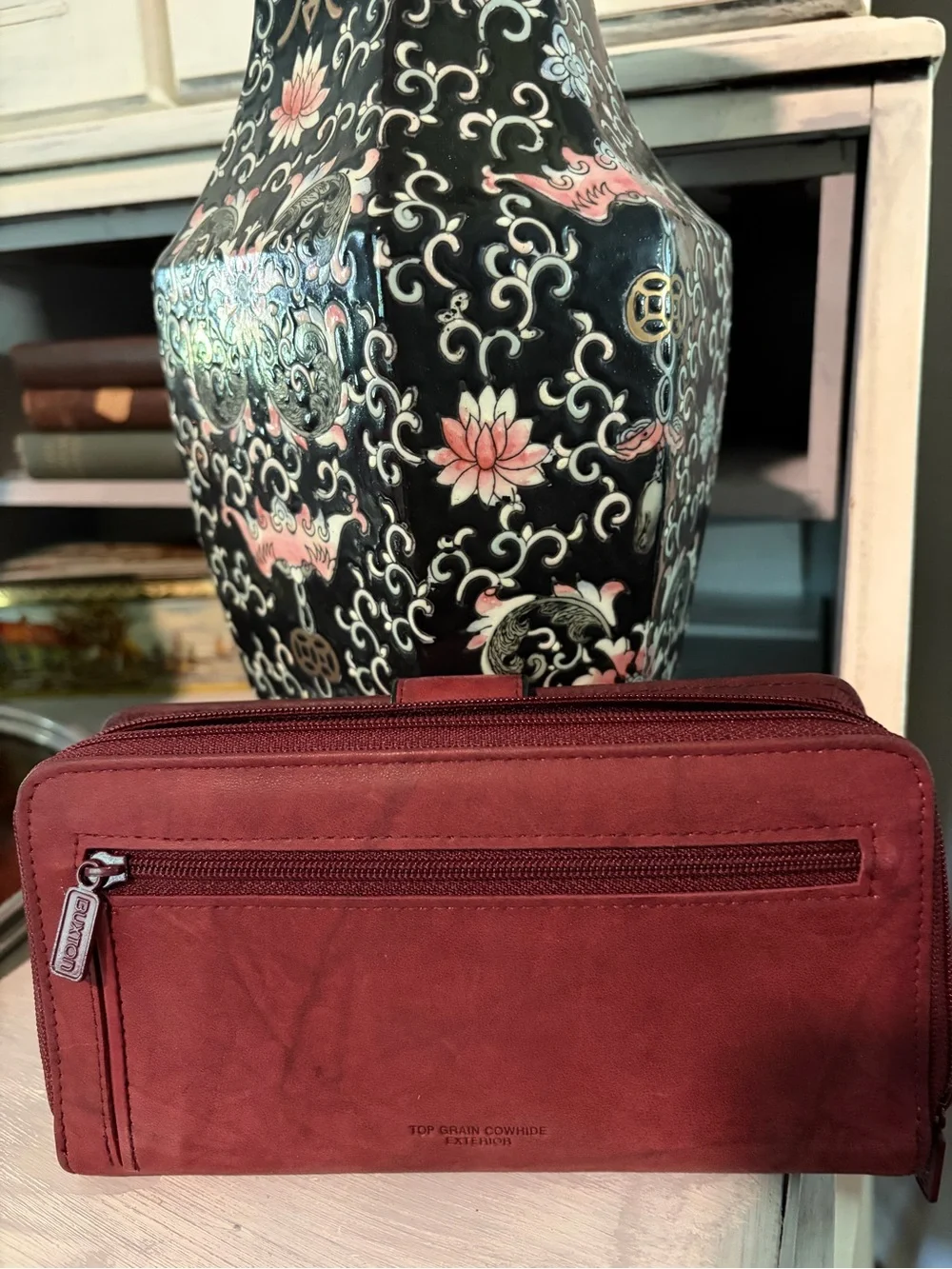 NWT Vintage Buxton Heiress Model 3 Burgundy Leather Organizer Clutch Wallet